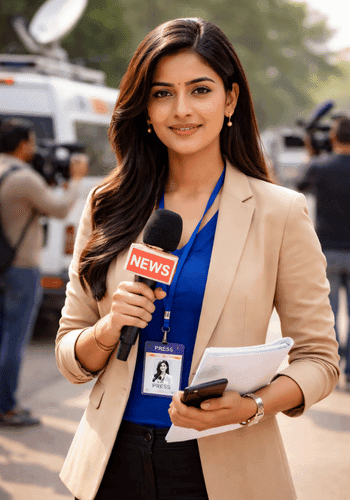 Journalist at a media opportunity